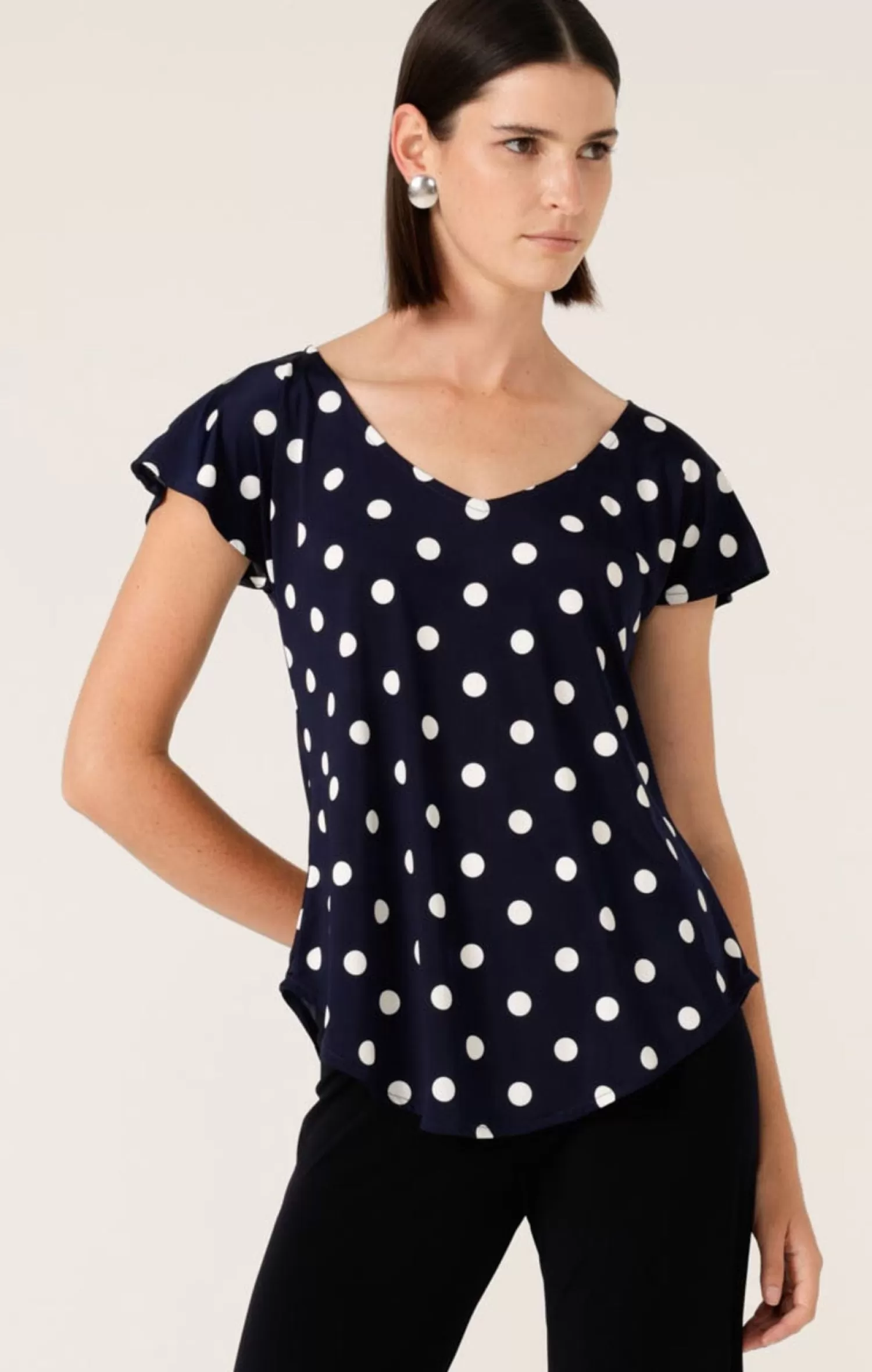 SACHA DRAKE ANALIA TOP IN NAVY WHITE SPOT