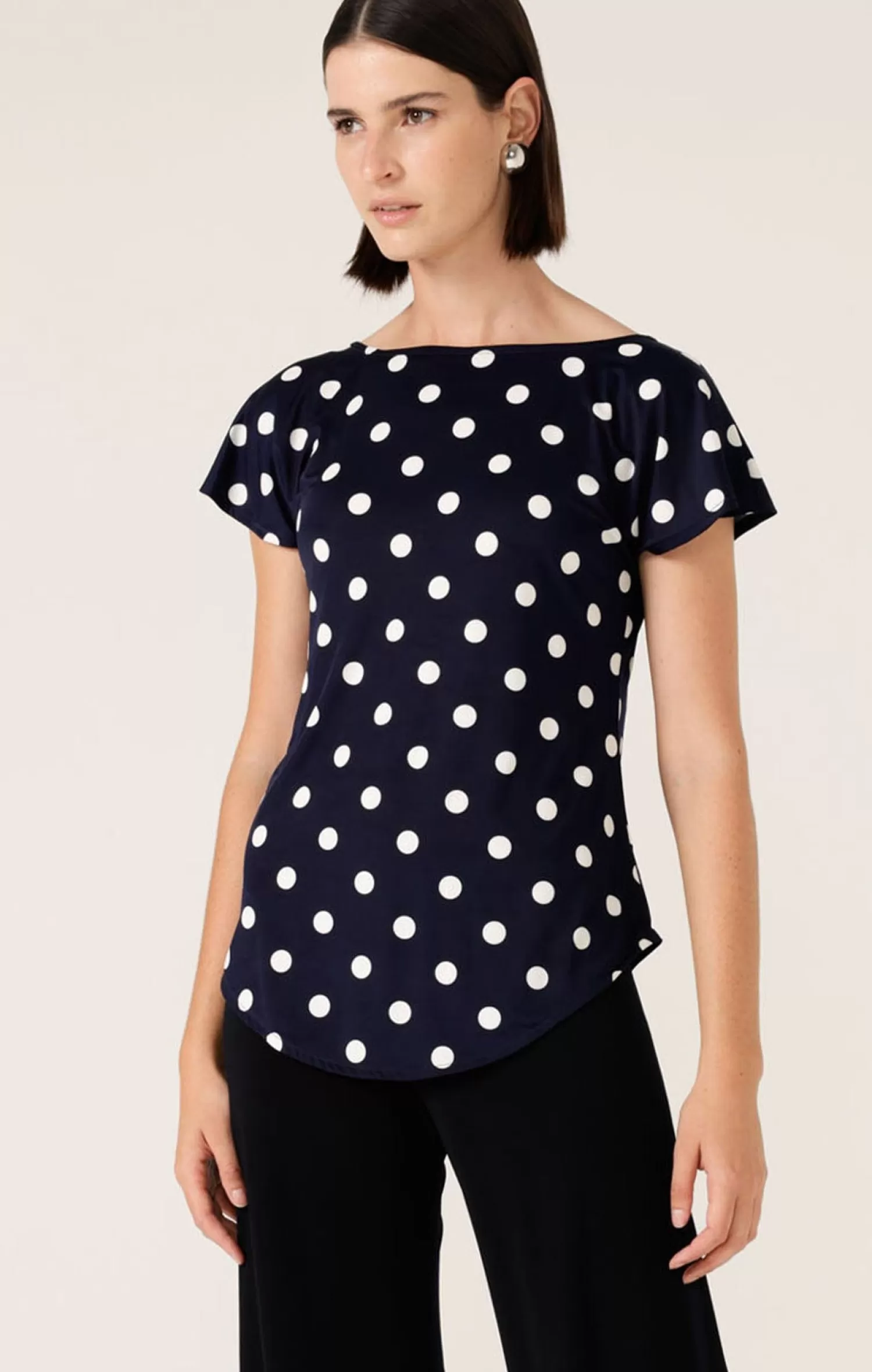 SACHA DRAKE ANALIA TOP IN NAVY WHITE SPOT