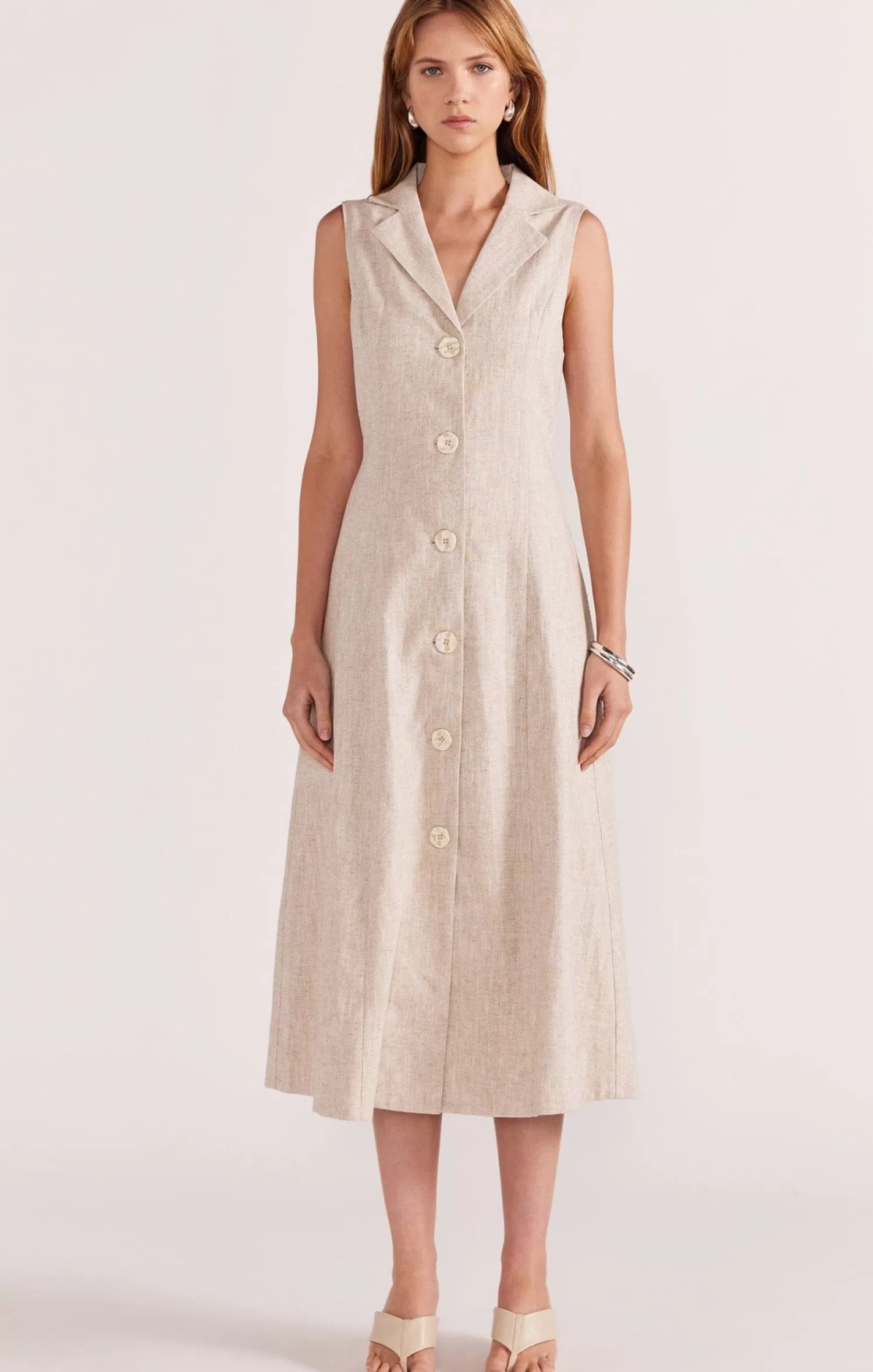 Staple The Label AVERY MIDI DRESS IN NATURAL MARLE