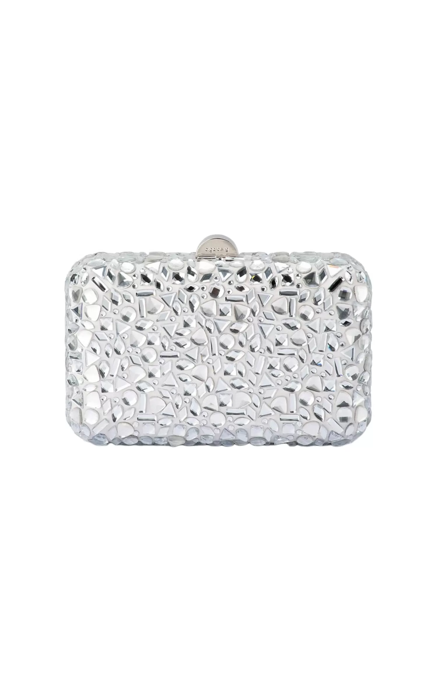 Olga Berg AVIVA CRYSTAL CLUTCH IN SILVER