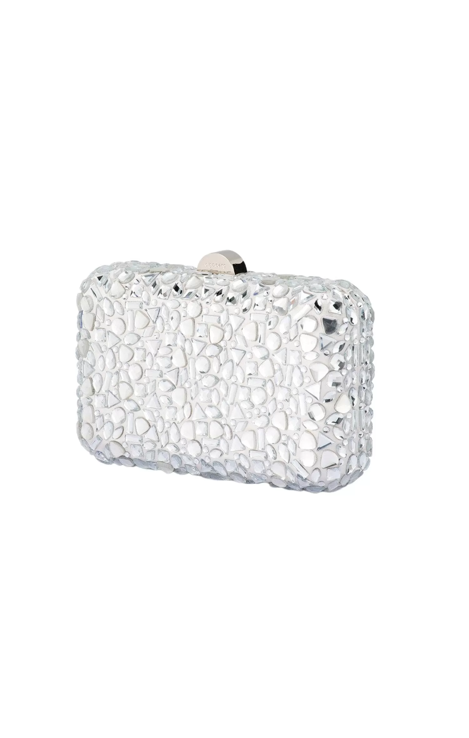 Olga Berg AVIVA CRYSTAL CLUTCH IN SILVER