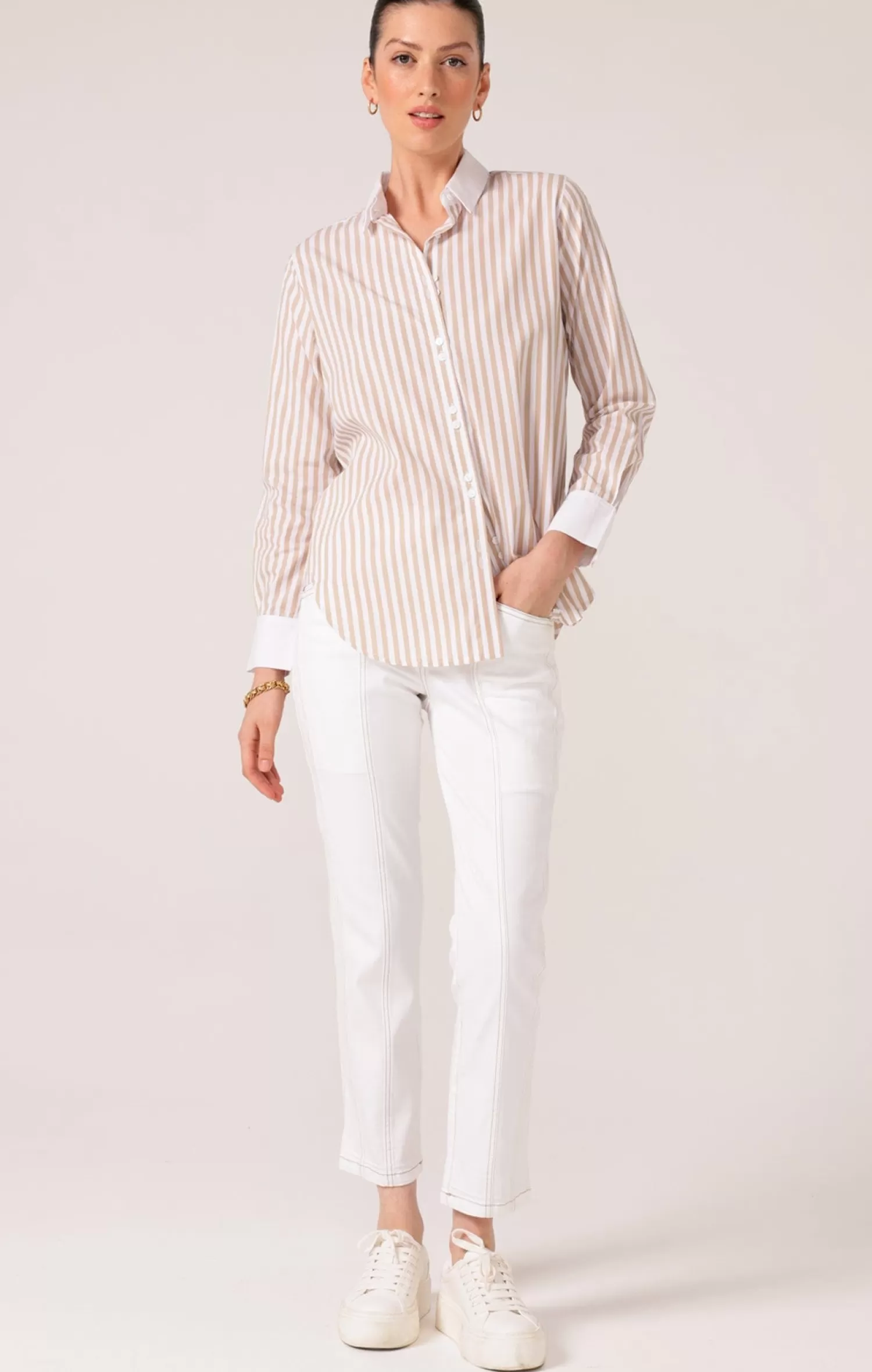 Shirty BIANCA STRIPE SHIRT IN STONE