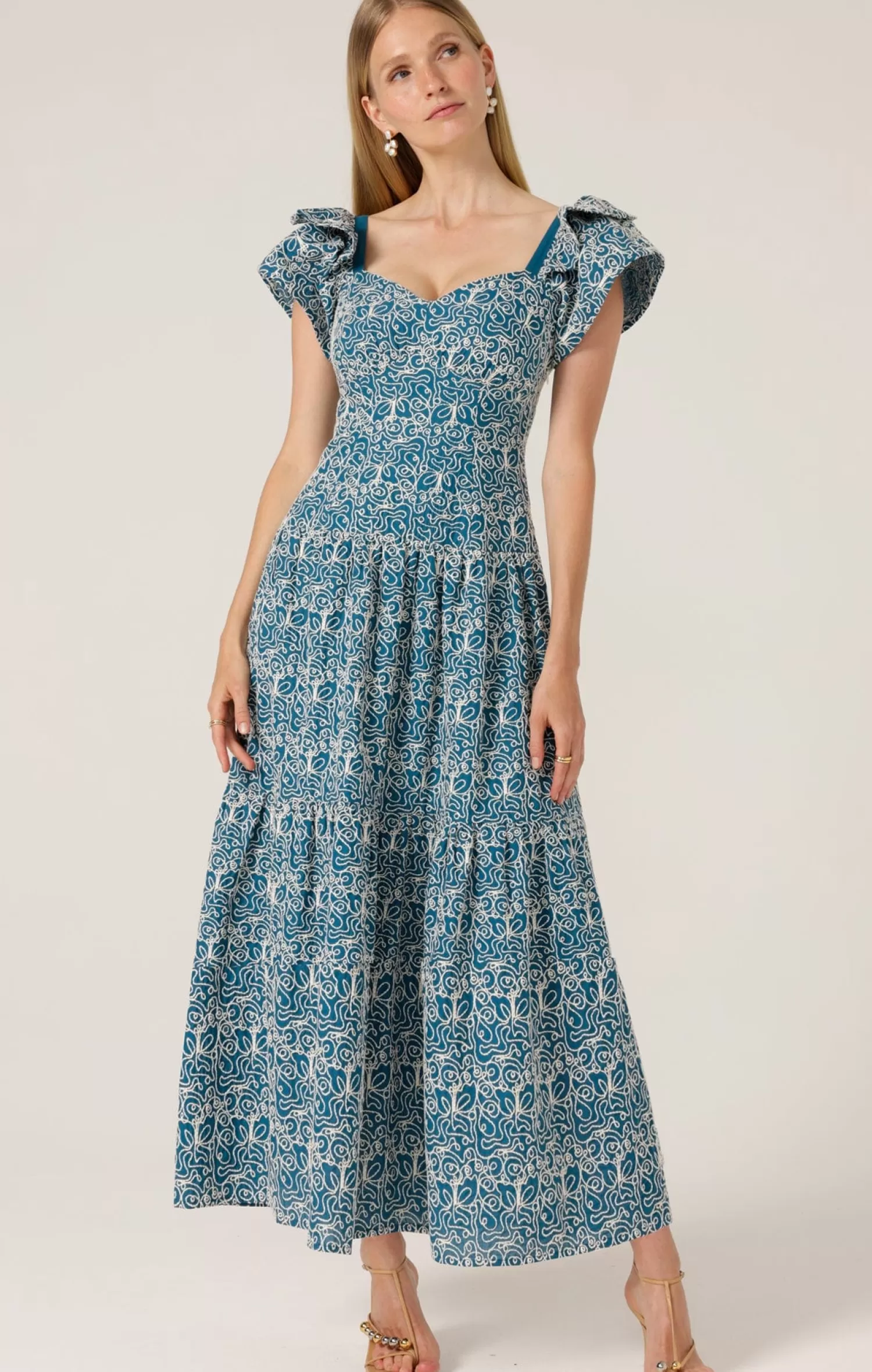 SACHA DRAKE BLUE WING MAXI DRESS