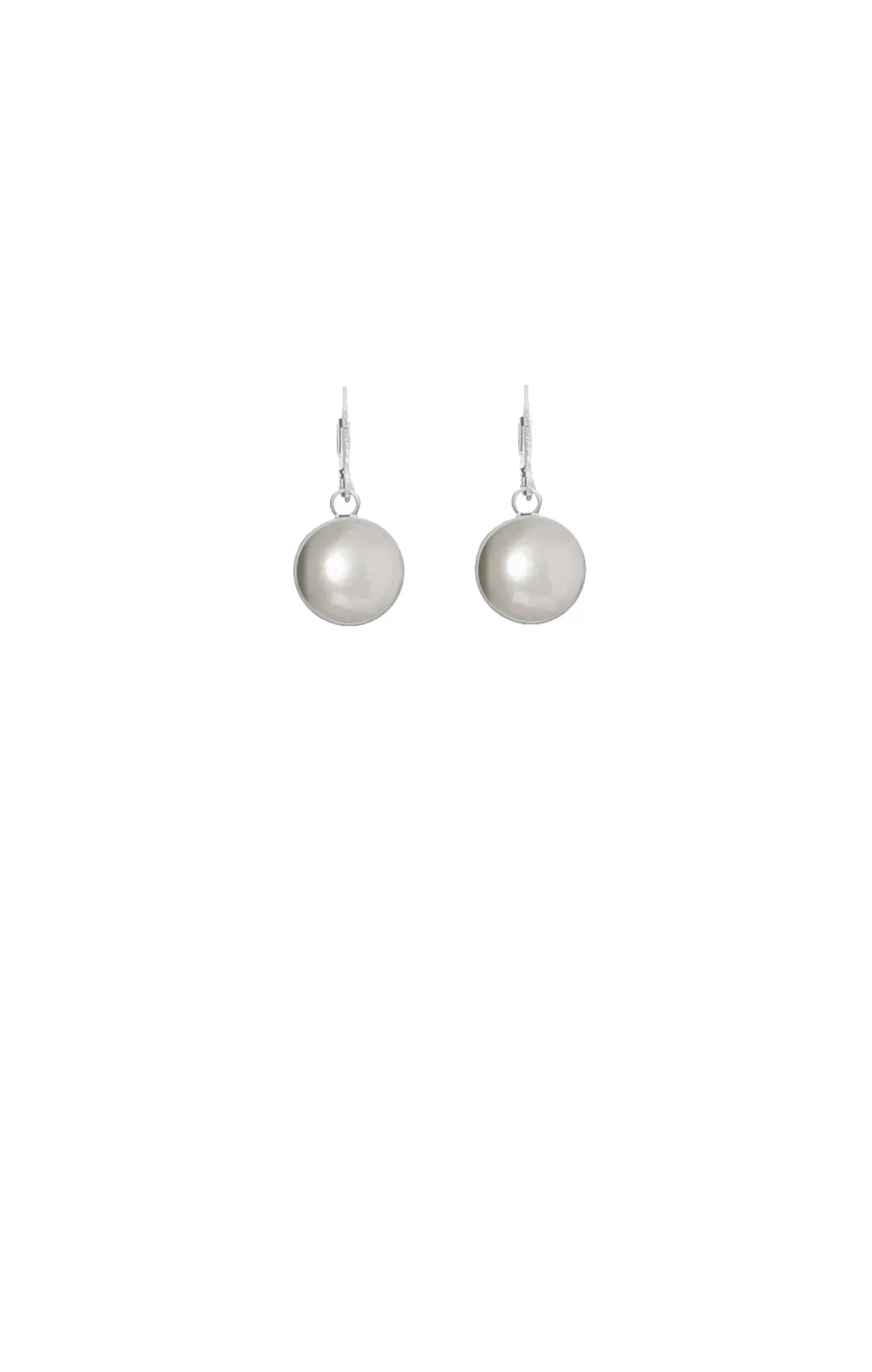 Adorne CALI FAUX PEARL METAL BALL EARRING IN