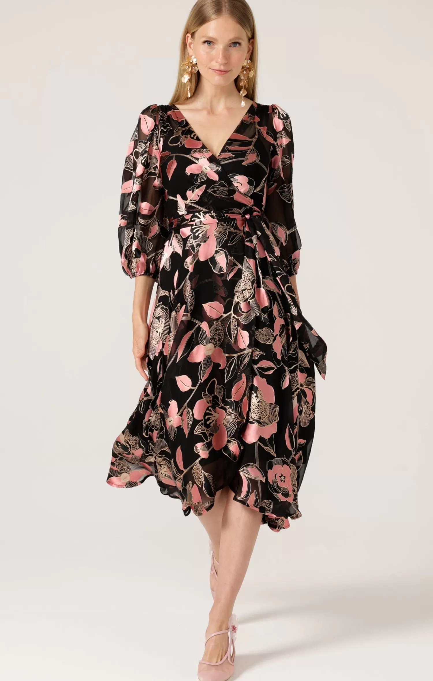 SACHA DRAKE DAWN PEACH WRAP DRESS