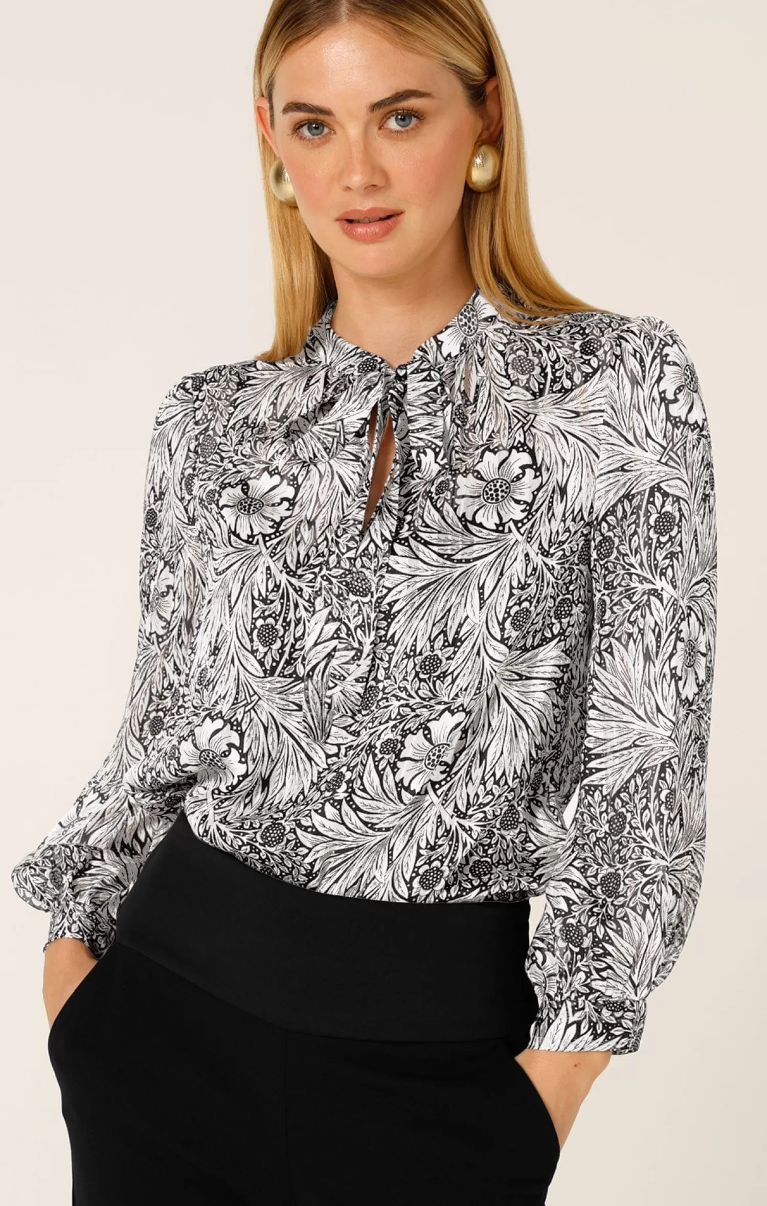 SACHA DRAKE FLORENTINE BLOUSE IN BLACK WHITE FLORAL