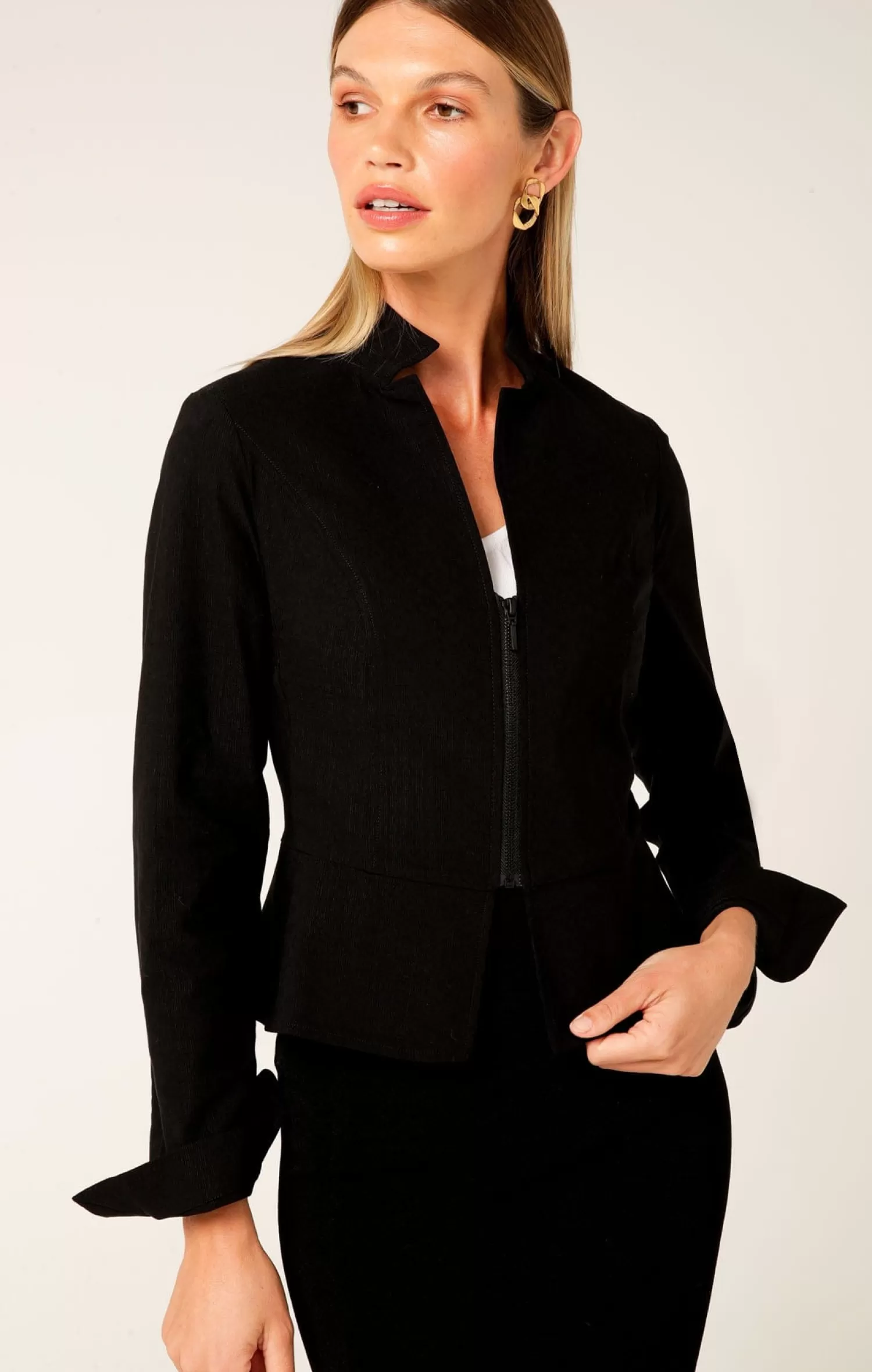 SACHA DRAKE FRONT ZIP PEPLUM JACKET IN