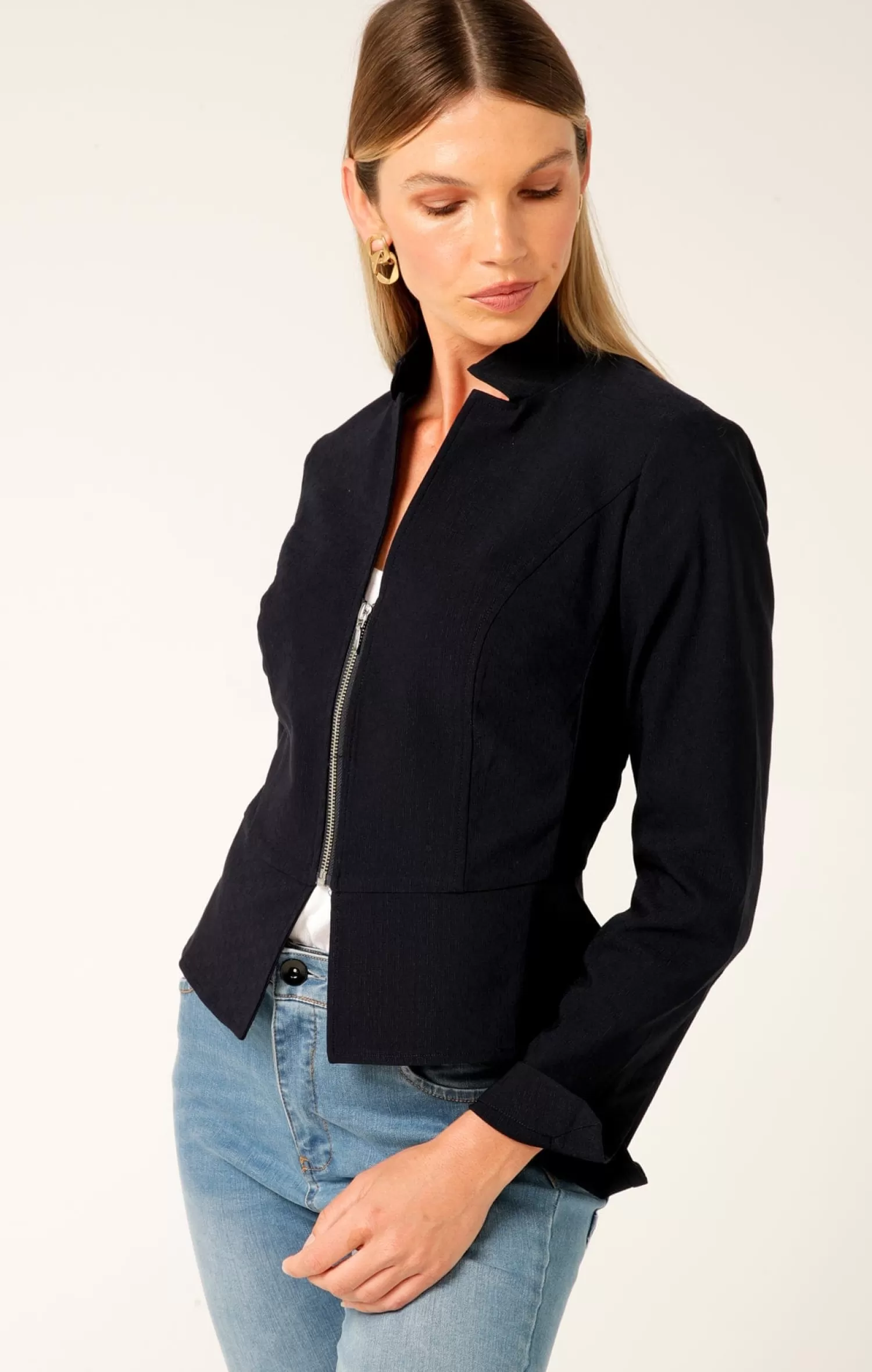 SACHA DRAKE FRONT ZIP PEPLUM JACKET IN