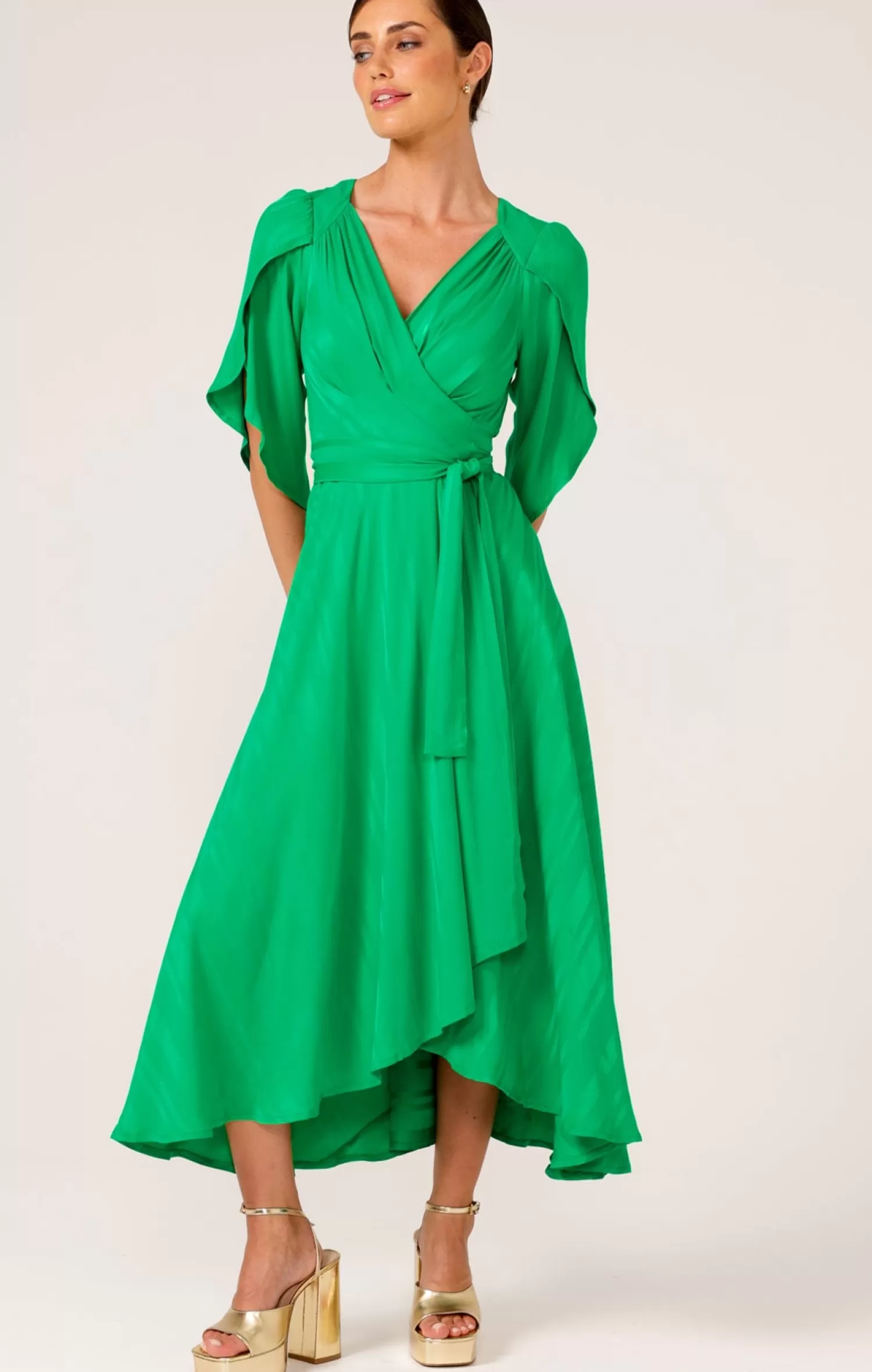 SACHA DRAKE HANWORTH HOUSE WRAP DRESS IN GREEN