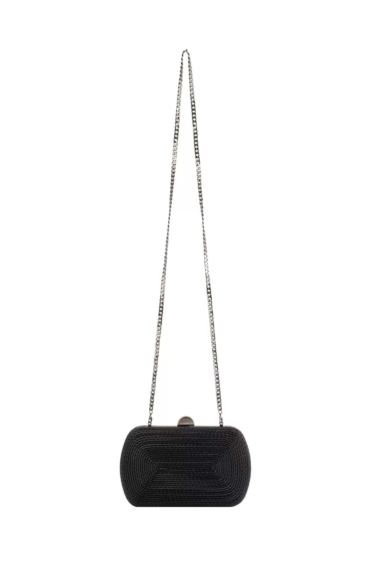 Olga Berg MARTINA COILED ROPE CLUTCH IN BLACK