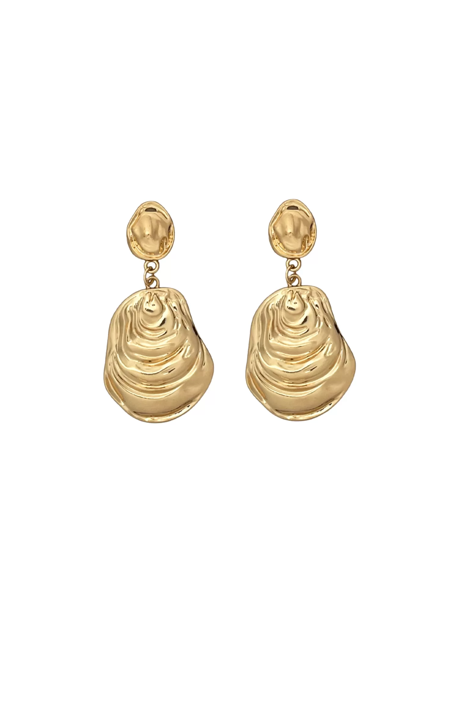 Adorne METAL OYSTER DROP EARRING IN