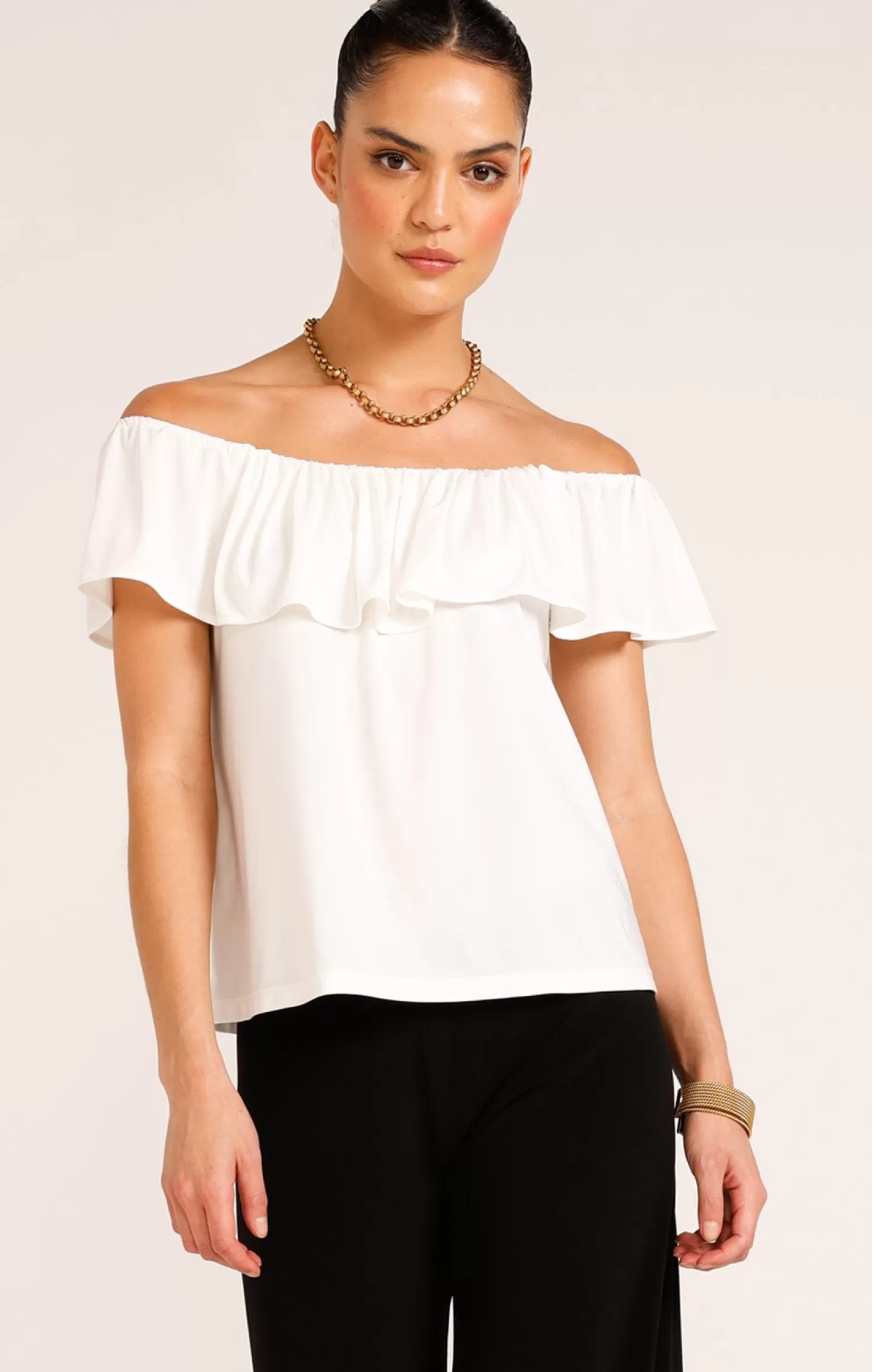 SACHA DRAKE OFF SHOULDER FRILL TOP IN