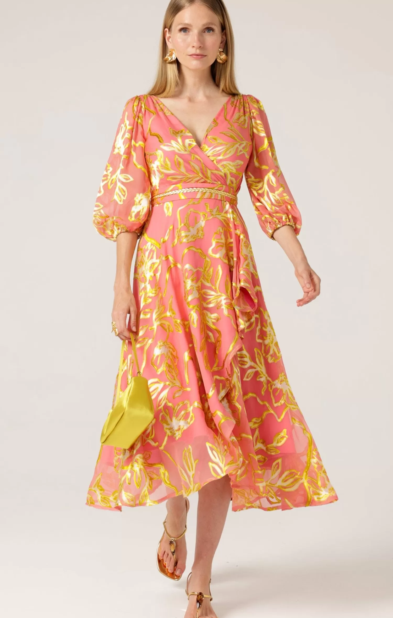 SACHA DRAKE PEACH FACED WRAP DRESS