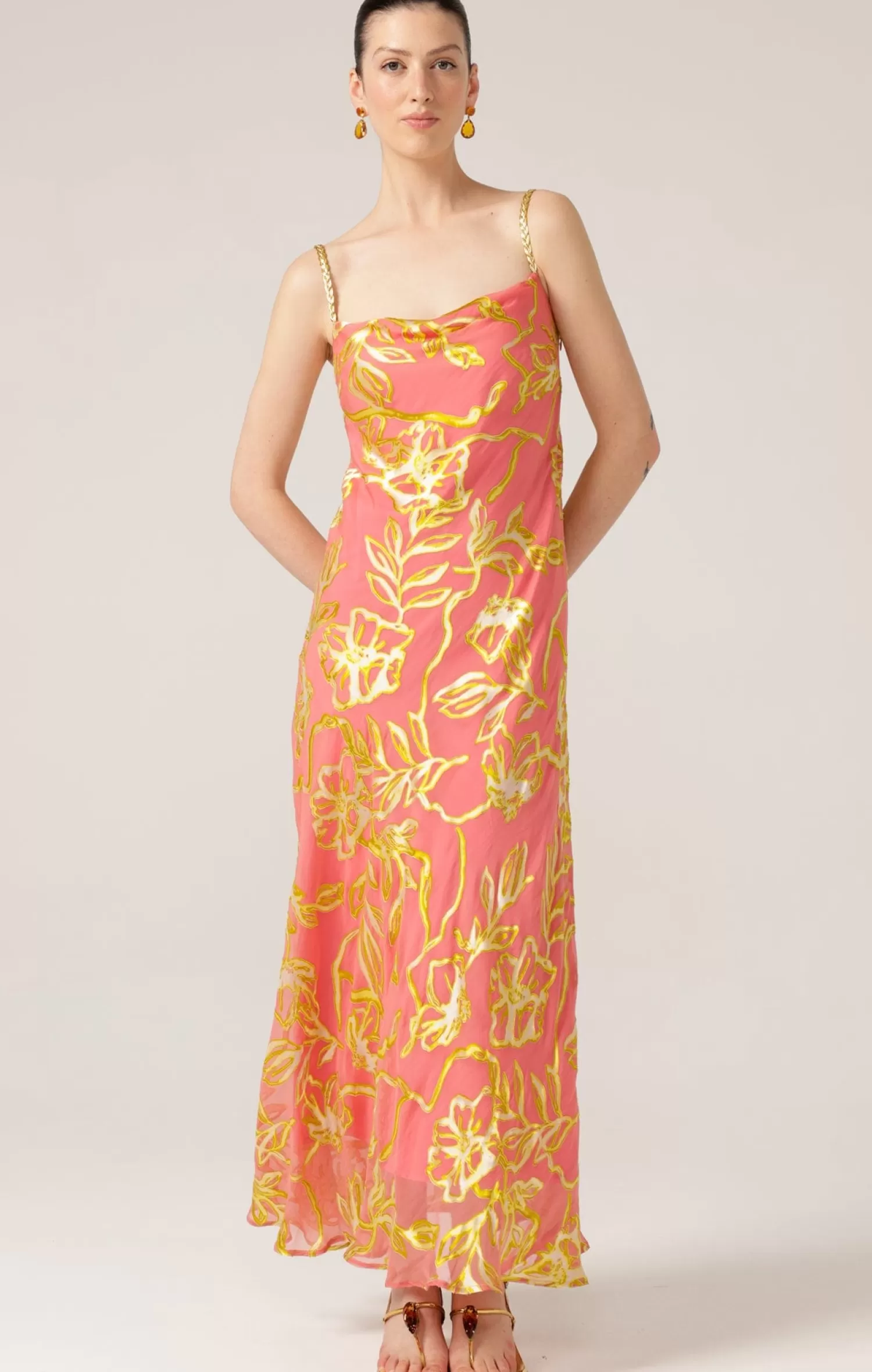 SACHA DRAKE PEACH PHEASANT DRESS