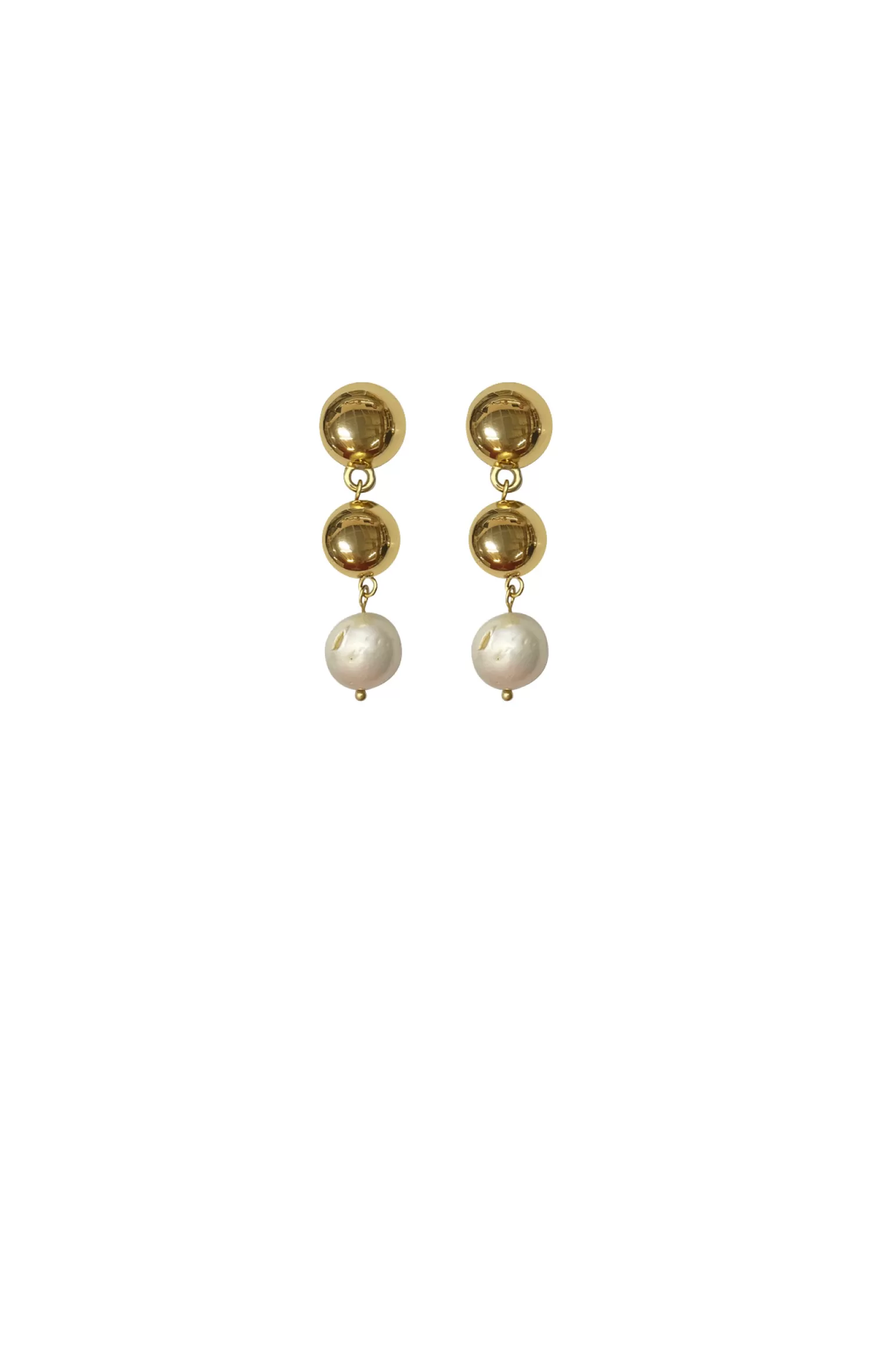 ADORNE PEARL DROP METAL BALL EARRING IN