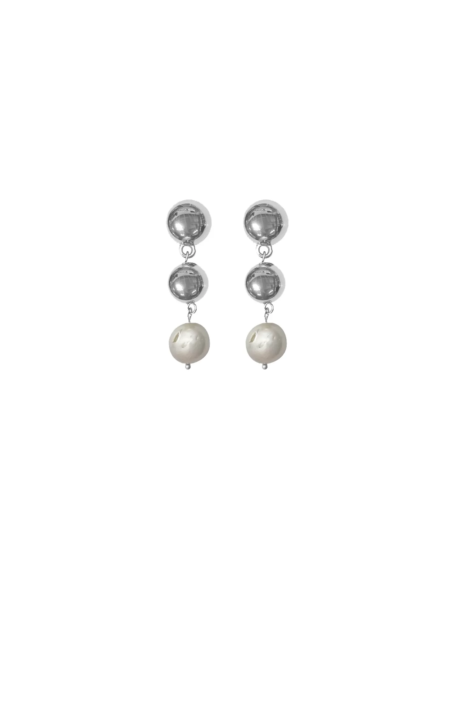 ADORNE PEARL DROP METAL BALL EARRING IN