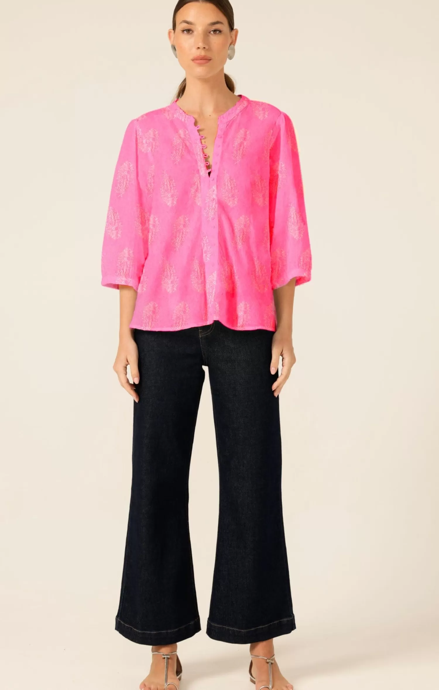 LOLA SCARLETT COTTON SHIRT IN SHRINE PINK