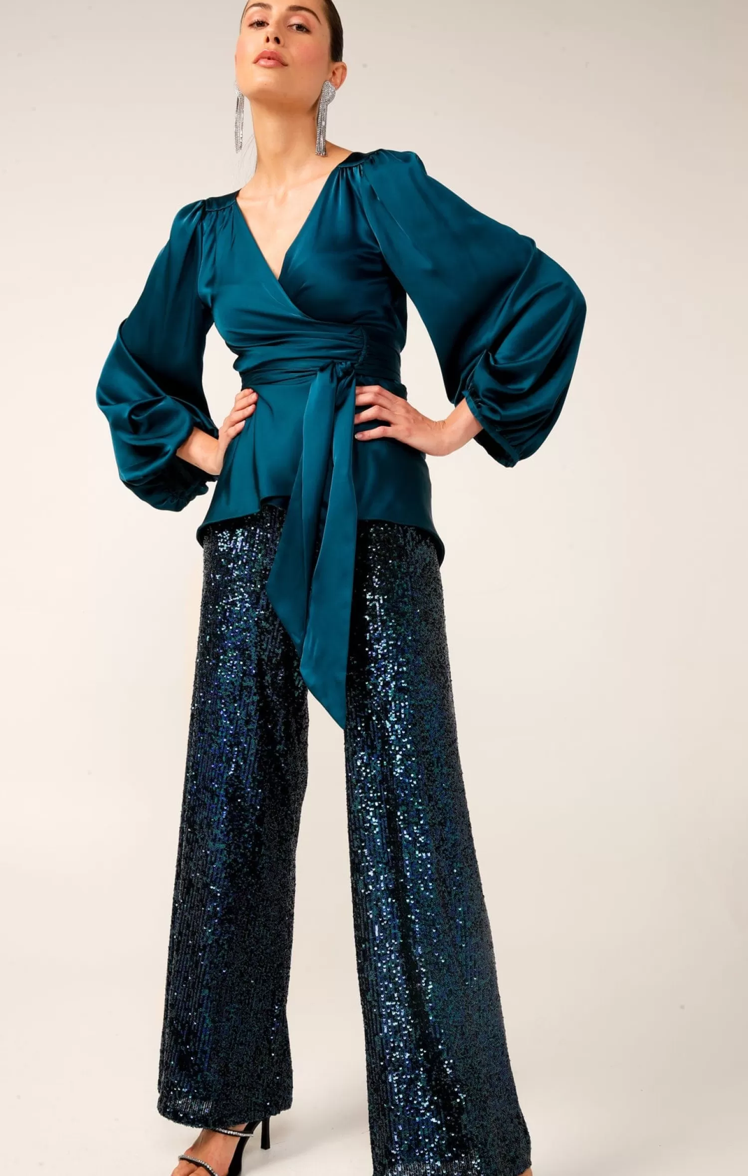 SACHA DRAKE SEQUIN PALAZZO PANT IN