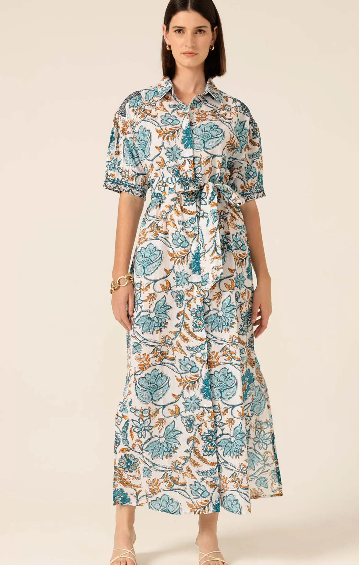 Lola STEVIE MAXI DRESS IN JULIE PRINT BLUE/GOLD