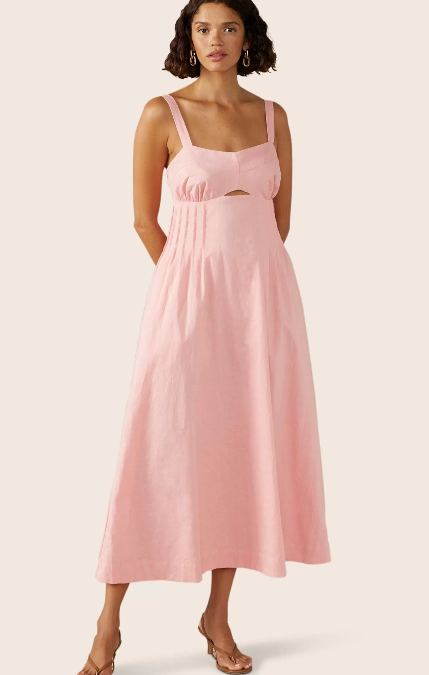 Mon Renn SUNLIGHT MIDI DRESS IN BLUSH PINK