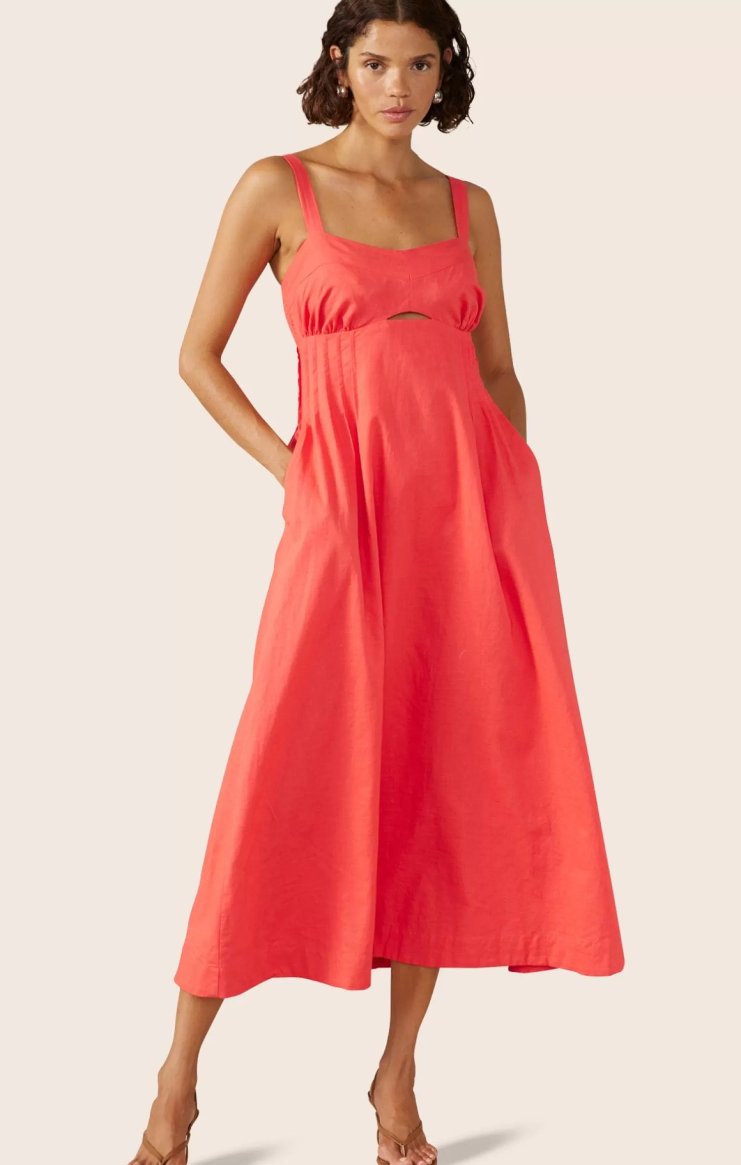 Mon Renn SUNLIGHT MIDI DRESS IN HIBISCUS PINK