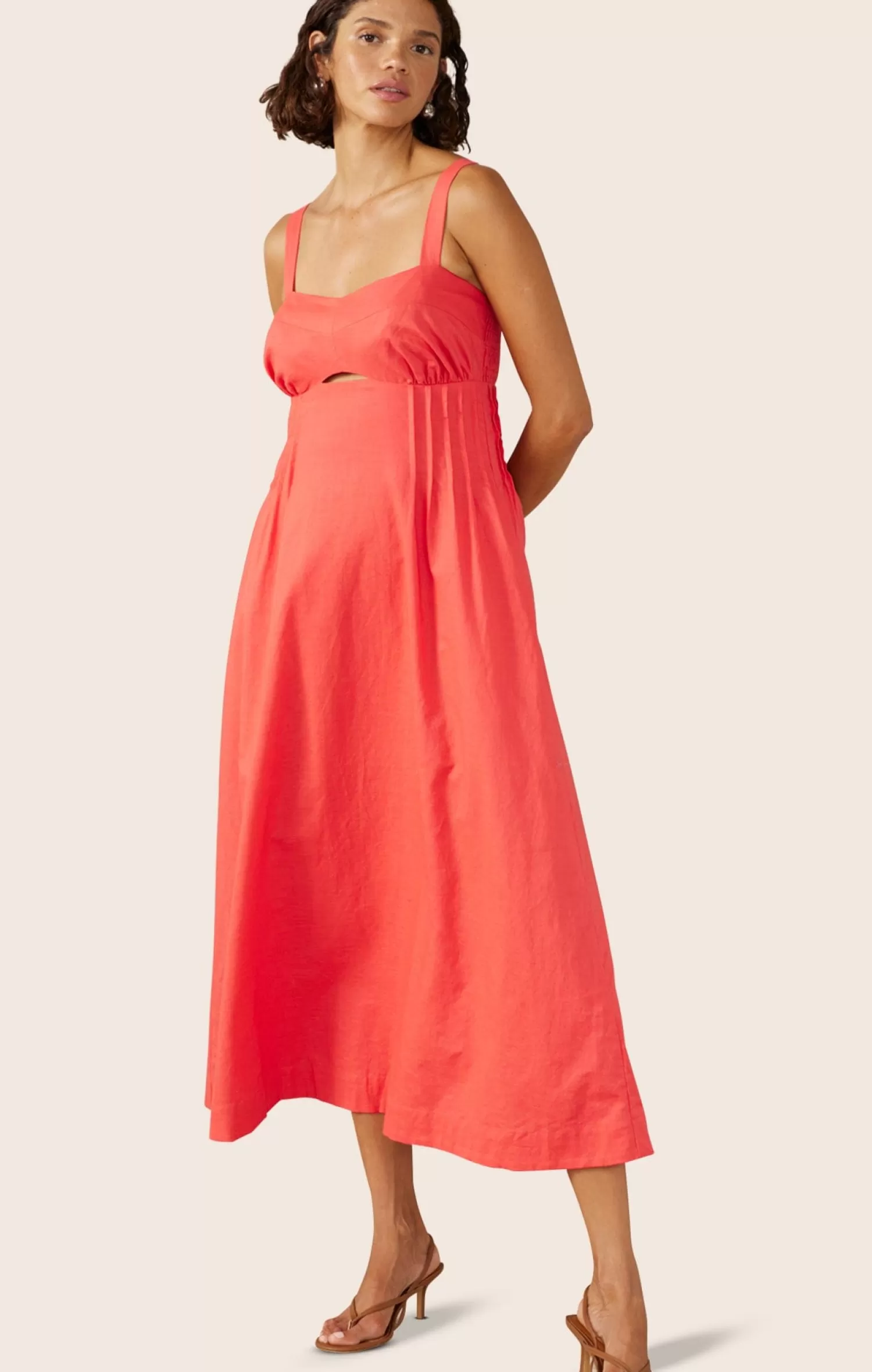 Mon Renn SUNLIGHT MIDI DRESS IN HIBISCUS PINK