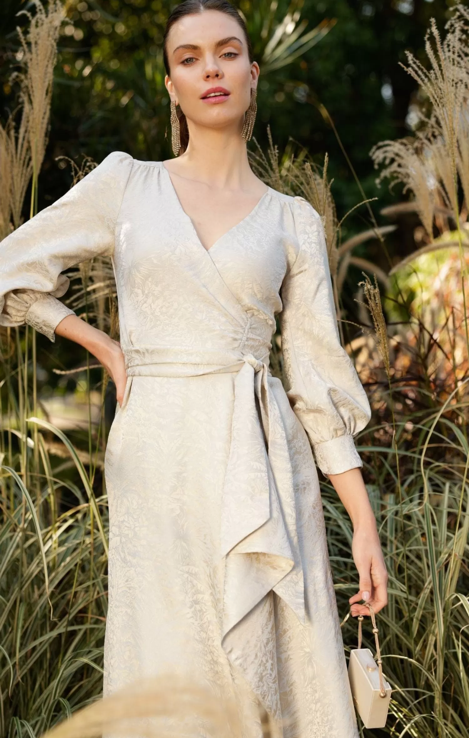 SACHA DRAKE VERSAILLES WRAP DRESS IN OYSTER